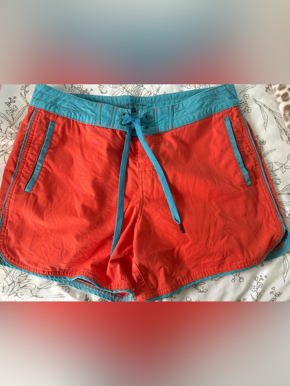 United By Blue Coral Shorts with Turquoise Trim